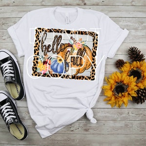 Hello Fall Sublimation Transfer | Animal Print Autumn Sublimation Transfer | Ready to Press Sublimation Transfer