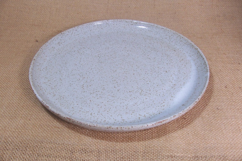 Made to order set of 4 large dinner plates. Glazed in Speckled white. image 2