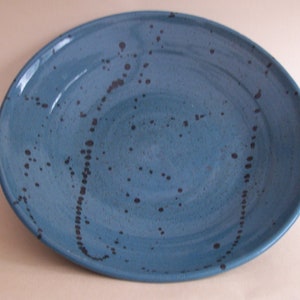 Serving or fruit bowl. With turquoise glaze and iron oxide decoration. image 1