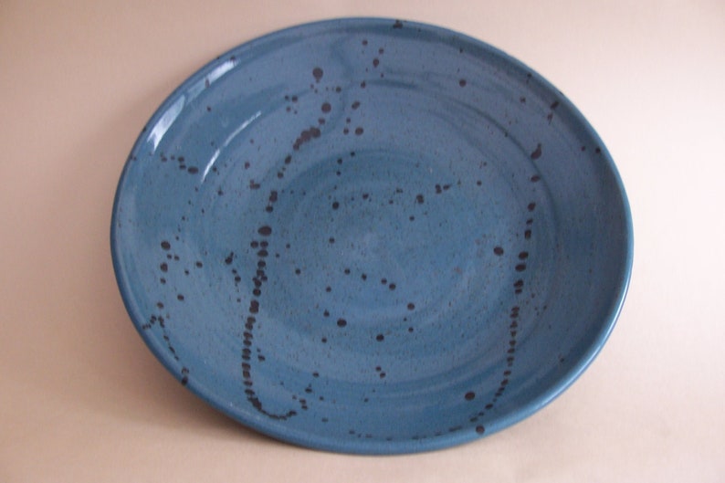 Serving or fruit bowl. With turquoise glaze and iron oxide decoration. image 1