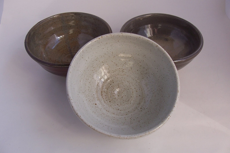 Breakfast bowl. With speckled white glaze. Ceramics stoneware pottery image 5