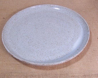 Made to order set of 8 large dinner plates. 8 side plates. eight breakfast bowls. Glazed in Speckled white.