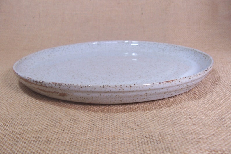 Made to order set of 4 large dinner plates. Glazed in Speckled white. image 3