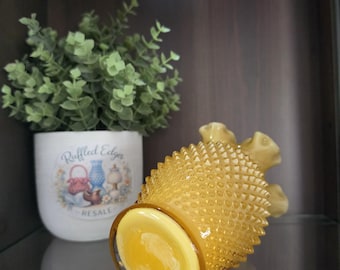 Fenton Amber Overlay Hobnail Ruffle Vase