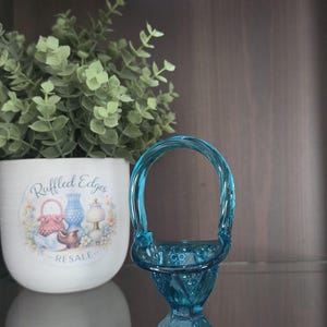 Fenton Blue Glass Basket - Etsy