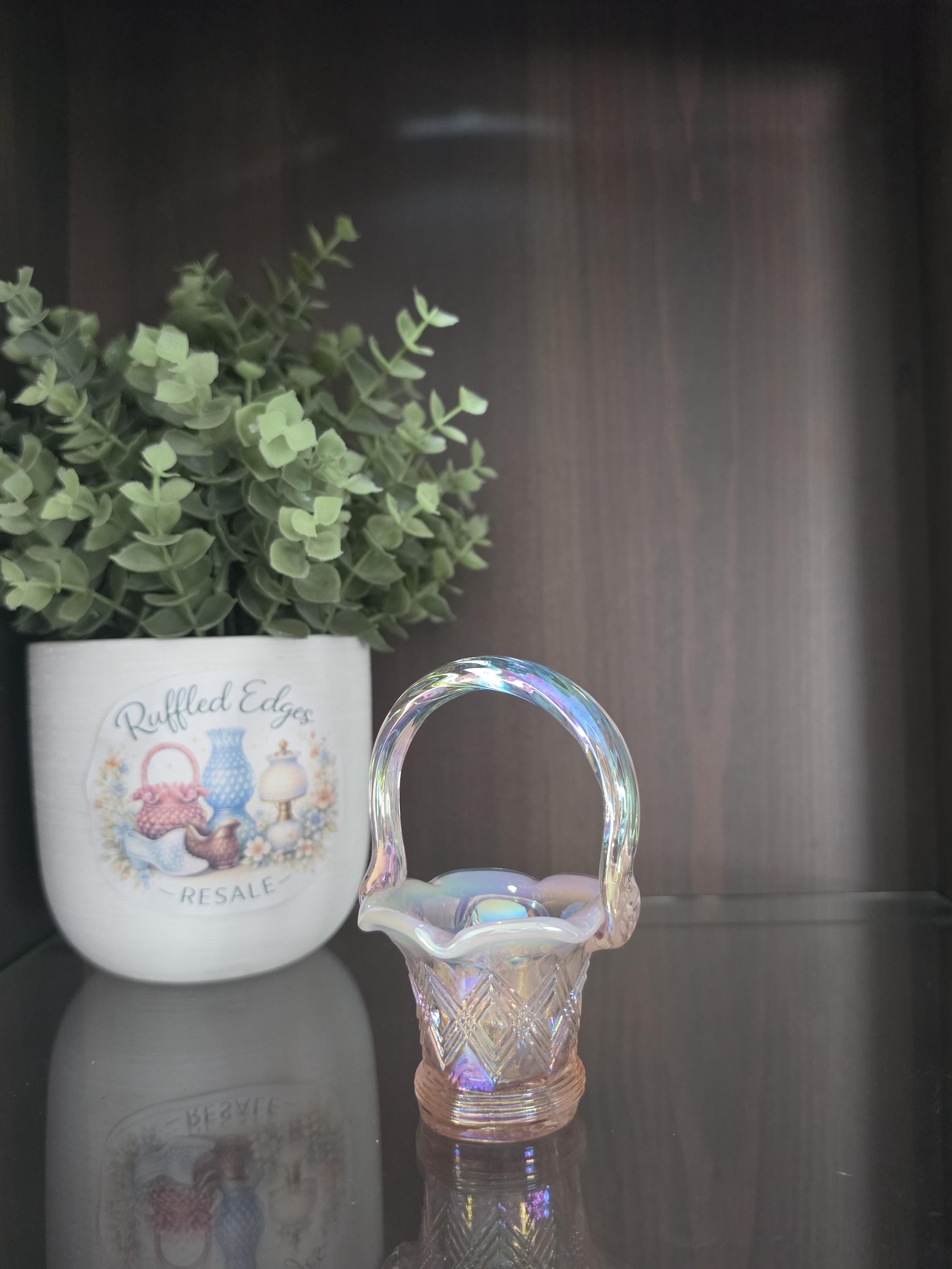 Fenton Pink Basket - Etsy