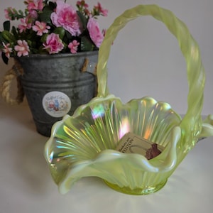 Yellow Fenton Basket Basket - Etsy