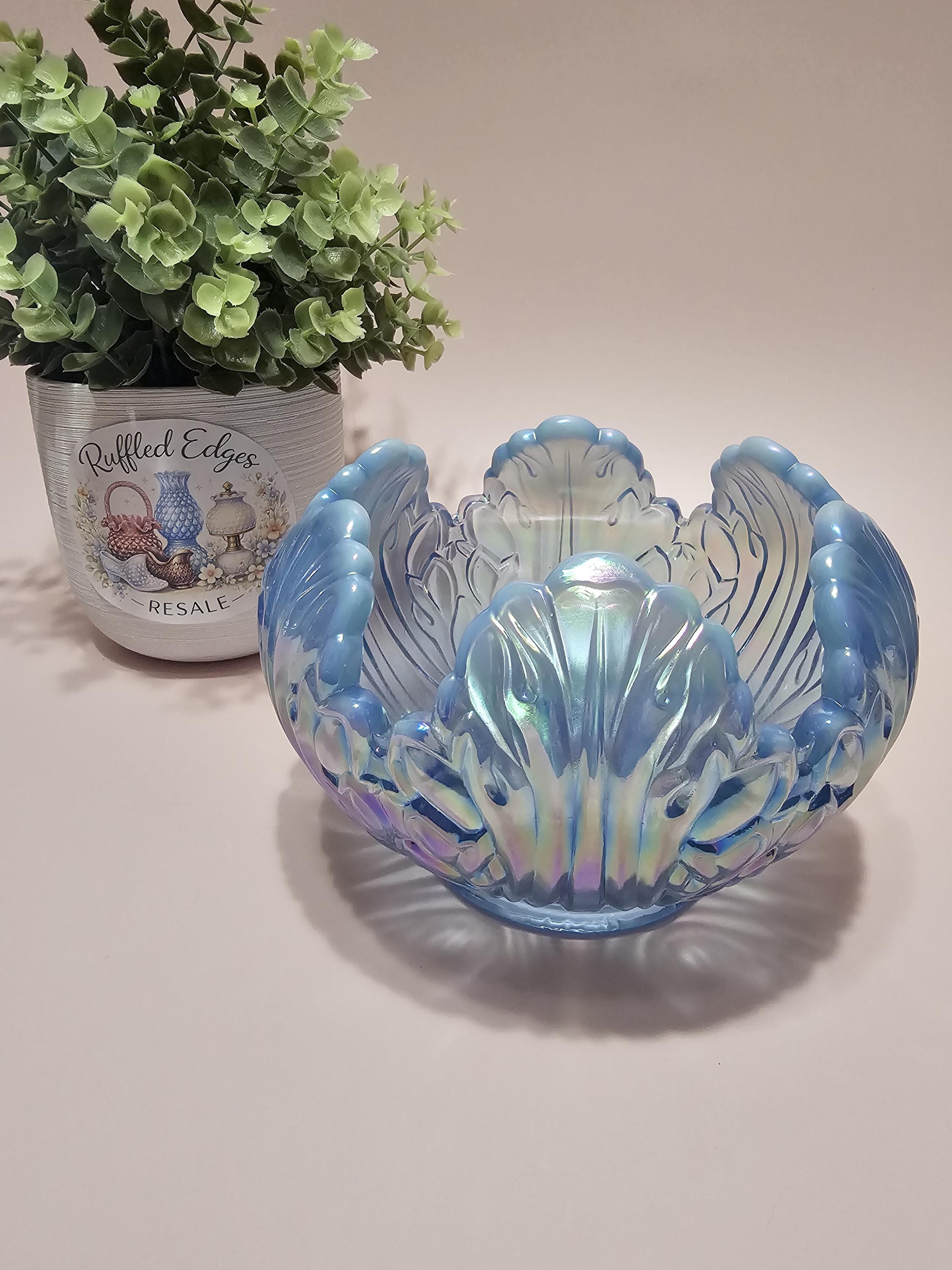 Fenton Blue Coin Dot Vase - Etsy