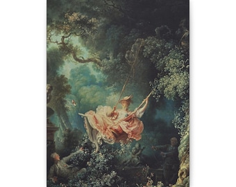 Cuadro rococó El columpio de Jean Fragonard / Lámina de arte clásico / Lienzo vintage listo para colgar, 3,17 cm de profundidad Y-657