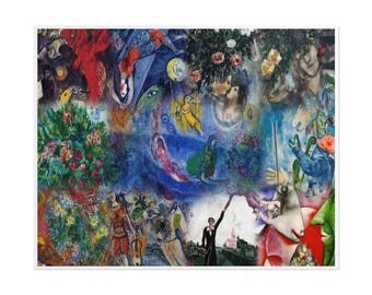 Marc Chagall-utställning Vintagekonstkollage, modern väggdekoration POSTER