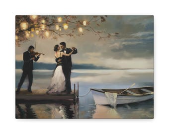 Cuadro decorativo de pared "Romance Crepúsculo", lámina artística de pareja romántica bailando Y-791