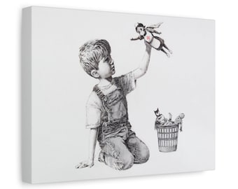 Lienzo con estampado de grafiti "Enfermera Superheroína" de Banksy, "Héroes de la Salud", listo para colgar (Y-690)
