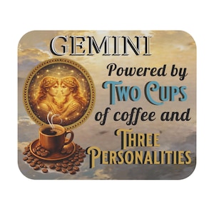 Funny Zodiac Coffee Mouse Pads ~ Gemini gifts ~ Work Bestie Birthday Gift ~ Coworker gift ~ mousepad small ~ Horoscope birthdays ~ Celestial