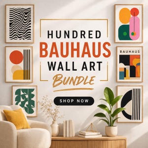 100 Bauhaus Poster Prints, Abstract Modern Wall Art Bundle (Digital Download)