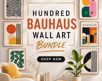 100 Bauhaus Poster Prints, Abstract Modern Wall Art Bundle (Digital Download)
