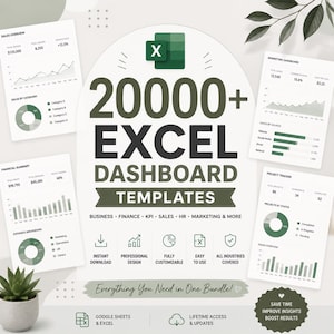 20000+ Excel Dashboard Templates Bundle | KPI, Finance & Business Analytics Spreadsheets | Editable Reports| Professional Dashboard Pack