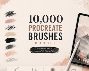 10000+ Procreate Brushes Bundle | Tattoo, Sketch, Ink, Watercolor Textures, Digital download