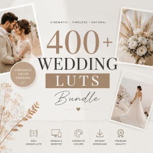 400+ Wedding LUTs Bundle | Cinematic Wedding Video Color Grading Presets | Premiere Pro & DaVinci Resolve LUT Pack | Romantic Film Looks