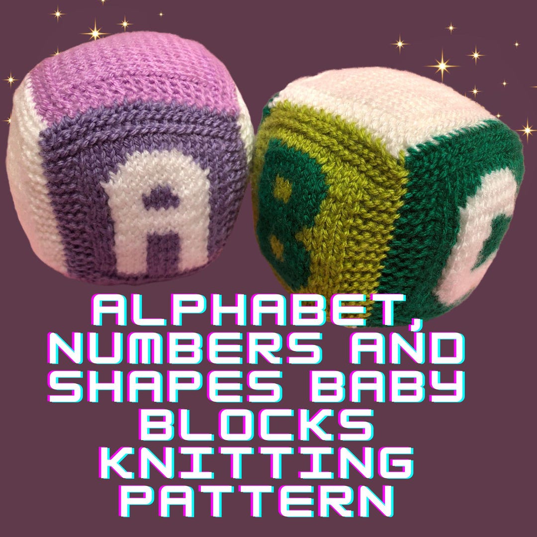 Alphabet and Numbers Baby Blocks Knitting Pattern Downloadable PDF Toy ...