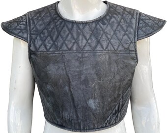 Distressed Black Leather Flak Vest - Handmade Cosplay Costume