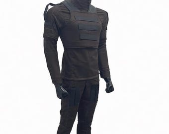 Dark Brown Flight Suit 3 Piece Custom Cosplay Costume Soft parts All Sizes Available