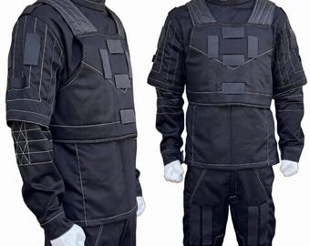 Custom Black Bounty Hunter Flight Suit: 3-Piece Cosplay Outfit