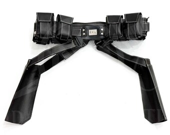 Handcrafted Leather Cosplay Belt: Sci-Fi Warrior Costume Utility Belt