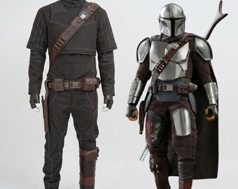 Custom Black Bounty Hunter Flight Suit Costume | 5 Piece Cosplay Outfit with Belt & Bandolier | Mandalorian Inspired Armor Ready Suit