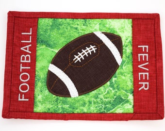 Football Mug Rug, table coaster, housewarming gift, gift under 20, snack mat, protect the table, coffee cup holder, sports room decor