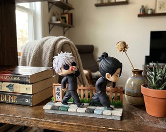 Gojo Geto Figurine Set Jujutsu Kaisen, Anime Duo Collectible Figures, Chibi Mini Statue Scene, Manga Desk Decor Gift for Anime Fans