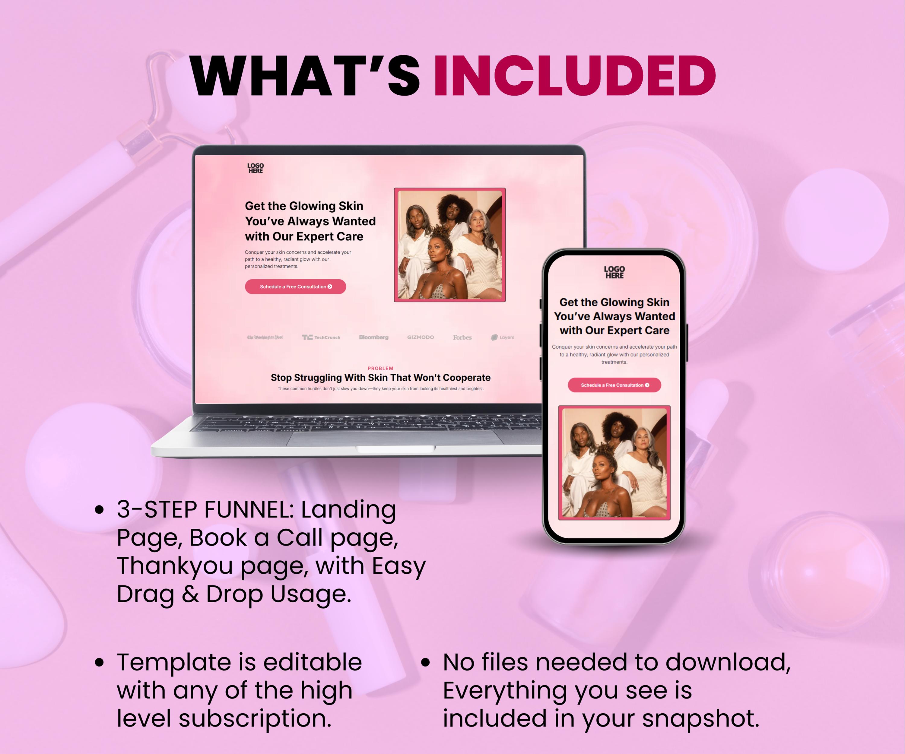 Gohighlevel Skincare Funnel Template | Beauty Lead Generation Funnel ...