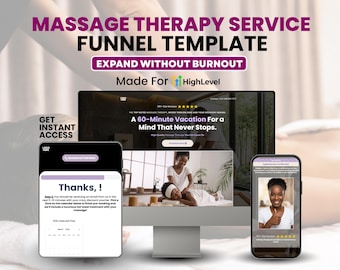 Modèle d'entonnoir pour massothérapie GoHighLevel | Entonnoir de réservation pour spa et bien-être | Un entonnoir de conversion en 3 étapes pour la génération de leads | Système de rendez-vous