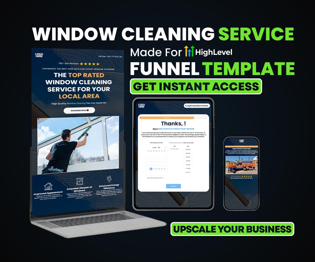 Window Cleaning Sales Funnel Template for Gohighlevel, High Converting ...