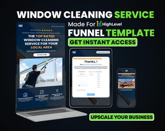 Modèle d'entonnoir de conversion de produits de nettoyage de vitres pour GoHighLevel, entonnoir GHL en 3 étapes à conversion élevée, page de vente minimaliste personnalisable, prêt à l'emploi