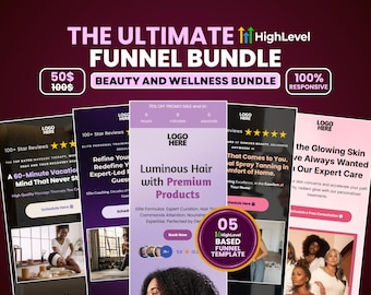 Entonnoir de vente professionnel GHL Beauty, pack d'entonnoirs de conversion pour femmes, page de réservation de salon de coiffure, génération de prospects et vente, pages de destination à taux de conversion élevé