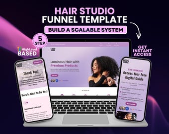 Modèle d'entonnoir de conversion GoHighLevel pour salon de coiffure | Entonnoir de prise de rendez-vous beauté | Entonnoir de conversion en 5 étapes pour la génération de leads | Système de marketing de salon
