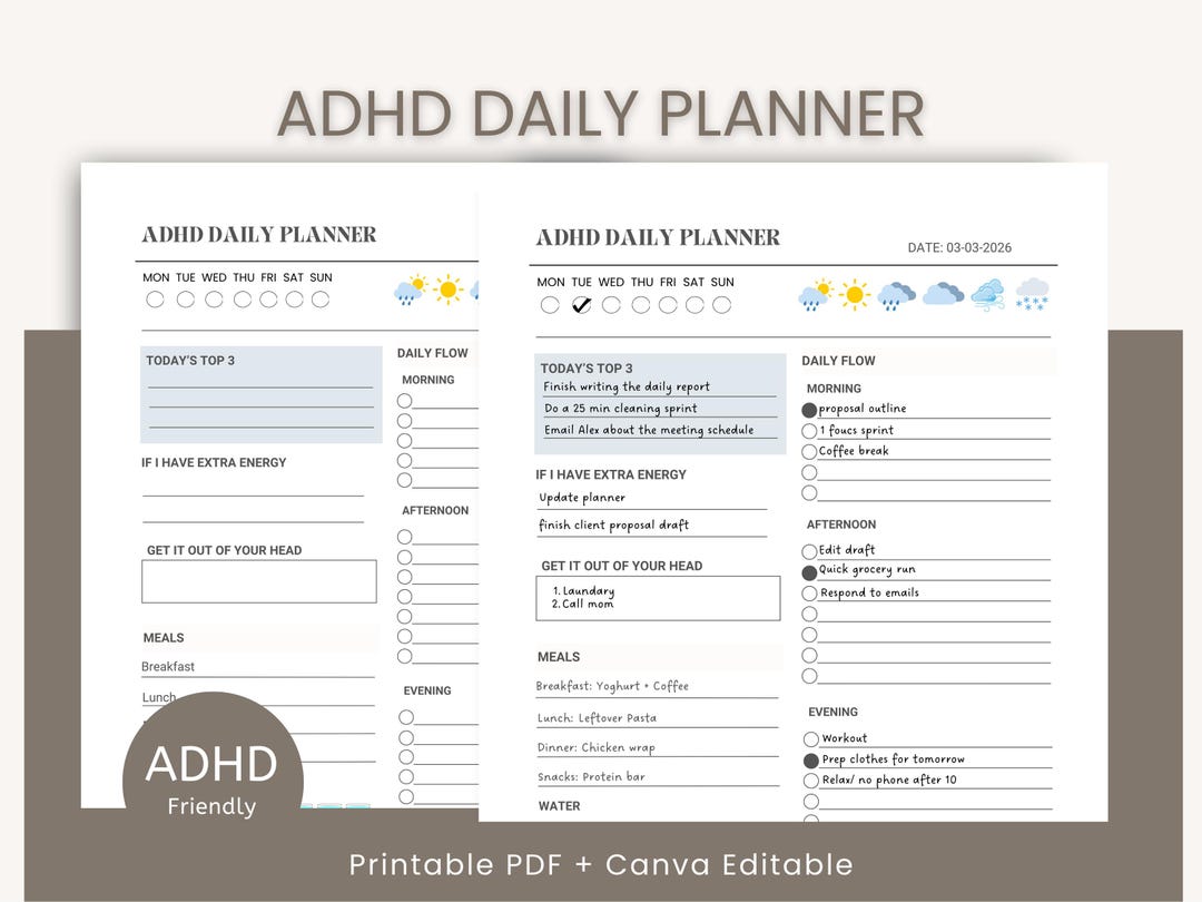ADHD Digital Planner, Life Organizer, Executive Function Planner, Brain ...