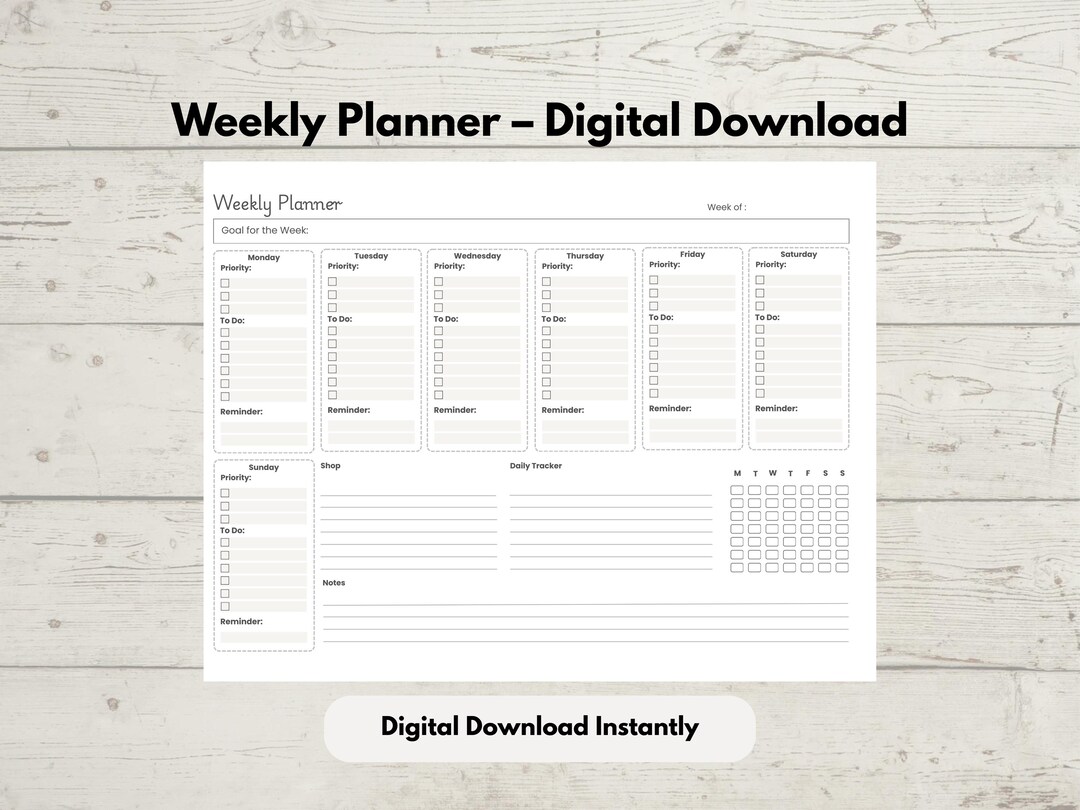 Canva Weekly Planner Template | Editable, Printable (A4 & US Letter ...