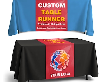 Custom Table Runner with Business Logo, Made in USA Personalized Logo Table Runner, Trade Show Table Runner, Vendor Booth Display