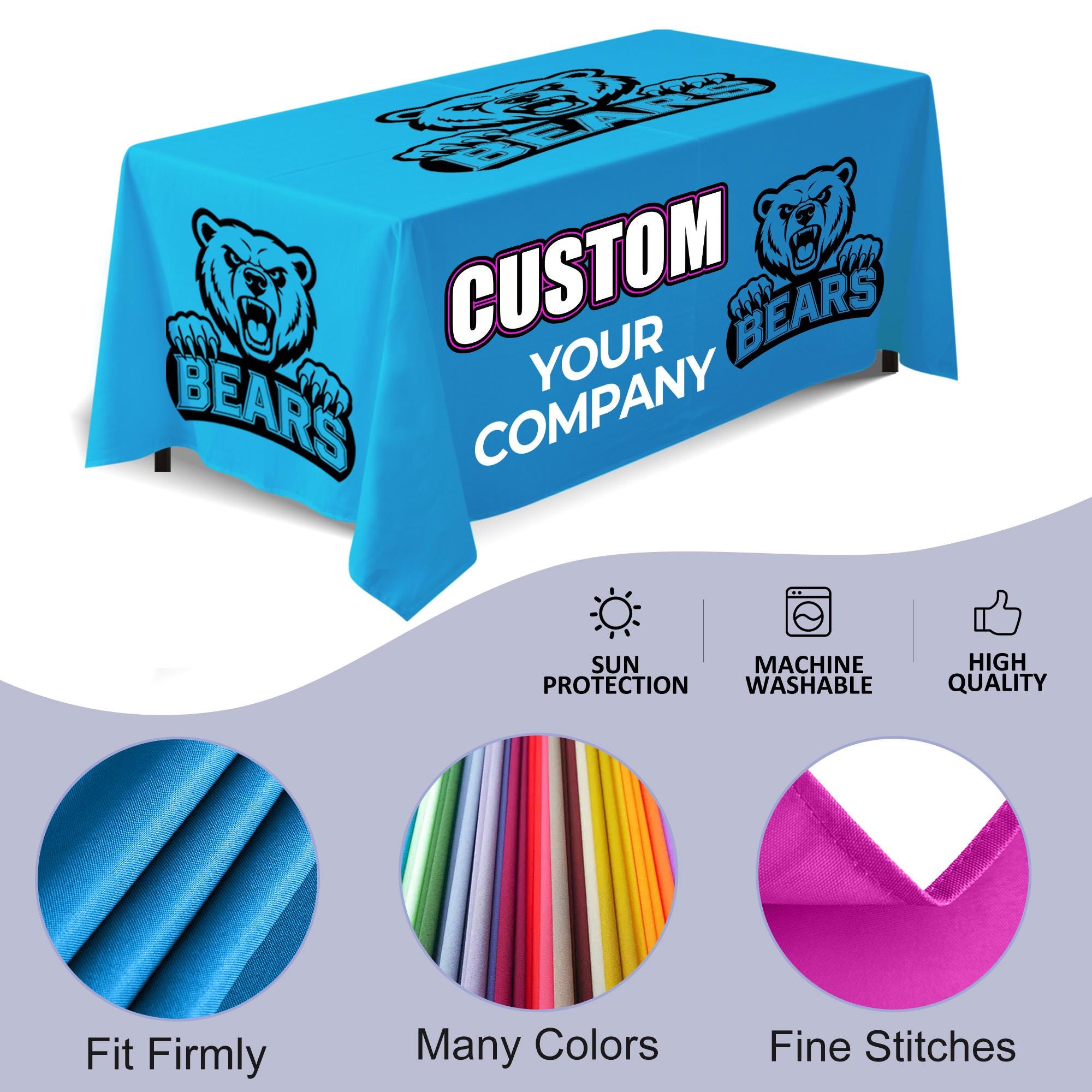 Custom Tablecloth With Business Logo, Trade Show Events Table Cover ...