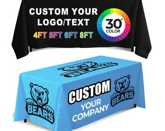 Custom Tablecloth with Business Logo, Trade Show Events Table Cover, Personalized Design