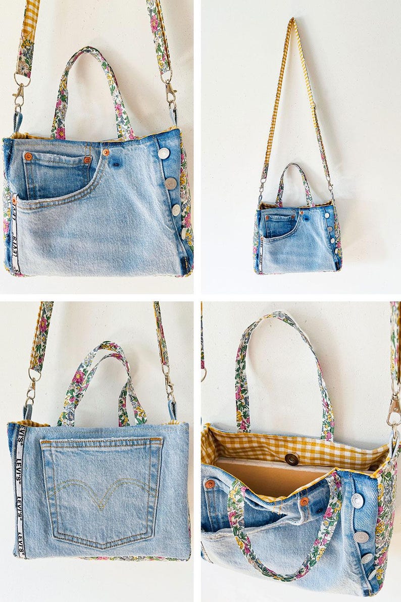 Denim Shoulder Bag PDF Sewing Pattern: Upcycled Jeans Purse Tutorial - Etsy