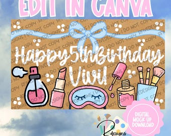 Sjabloon spa-dag/make-up thema verjaardag | Digitale download | Canvasmodel