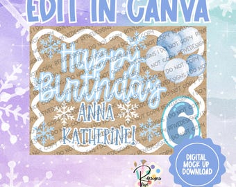 Op Winter Wonderland geïnspireerde verjaardagsbanner | Digitale download | Canvassjabloon