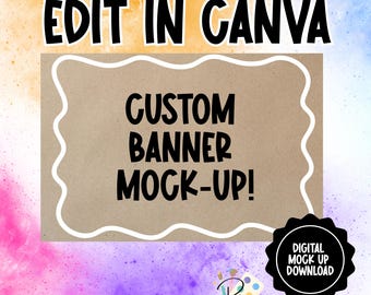 Mockup-sjabloon voor aangepaste banner | Canvas bewerken | Digitale download