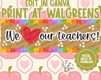 We houden van onze leraren afdrukbare banner | Canvassjabloon | Waardering door leraar | Afdrukken bij Walgreens