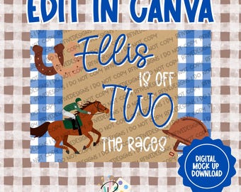 TWO the Races-verjaardagsbanner | Canvassjabloon | Digitale download