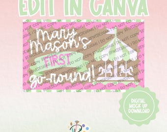 Plantilla de pancarta de cumpleaños "Primera Vuelta" / Descarga digital / Edita en Canva