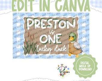 Sjabloon voor spandoek van ONE Lucky Duck | Digitale download | Canvasmodel