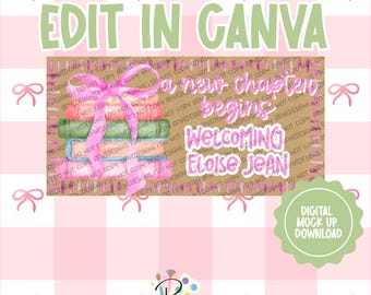 Een nieuw hoofdstuk babyshower bannersjabloon | Canvasmodel | Digitale download